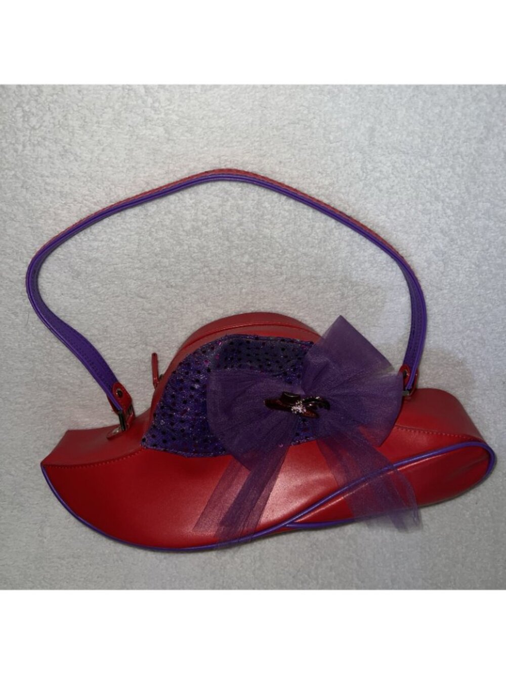 Red Hat Society 4 pc set tote shoulder bag toiletry hand Blk w/Red/Purple hats - Picture 9 of 16